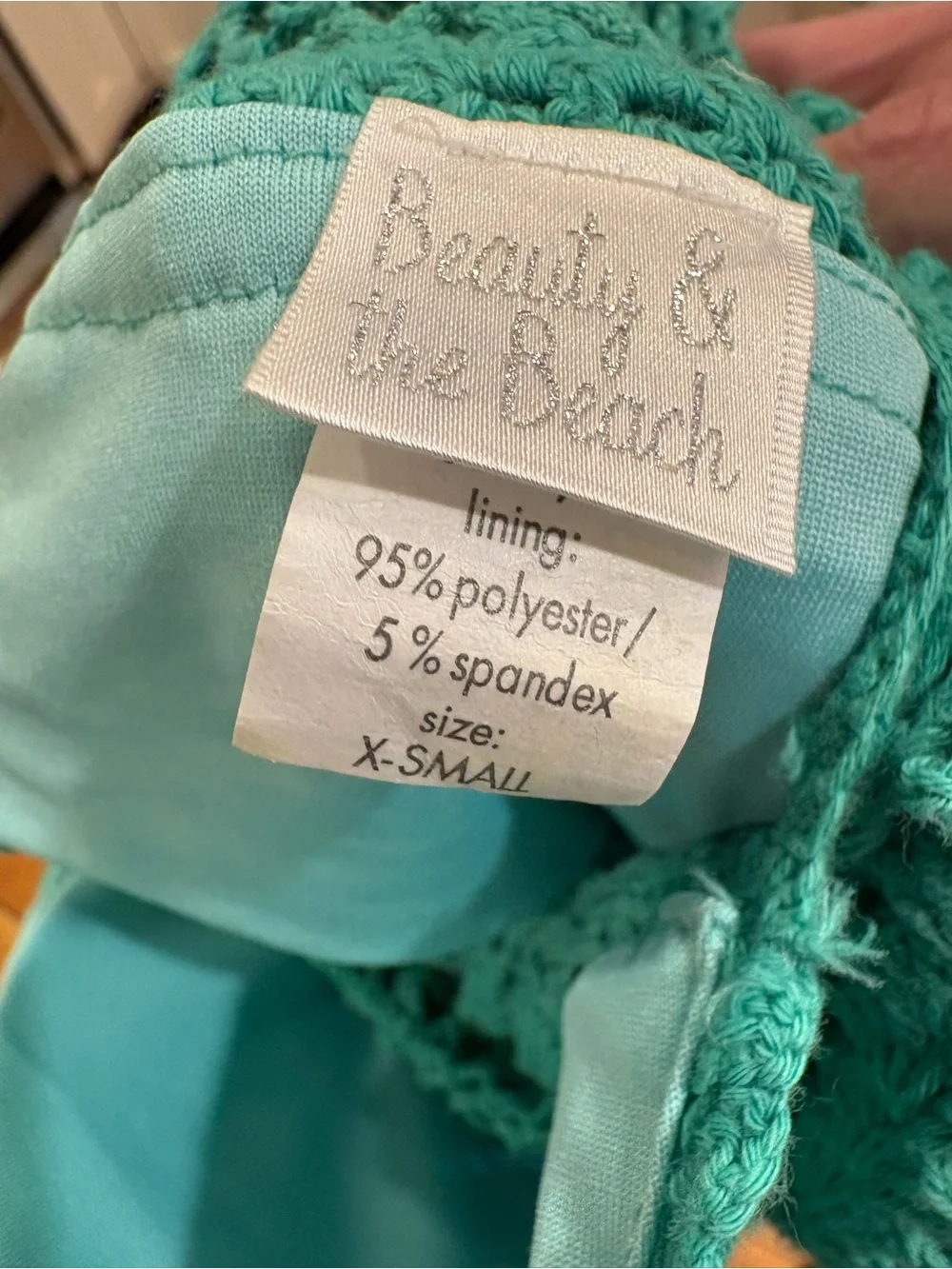 Beauty and the Beach Crochet Boho Hippie One-Piece Swim Suit in Teal XS